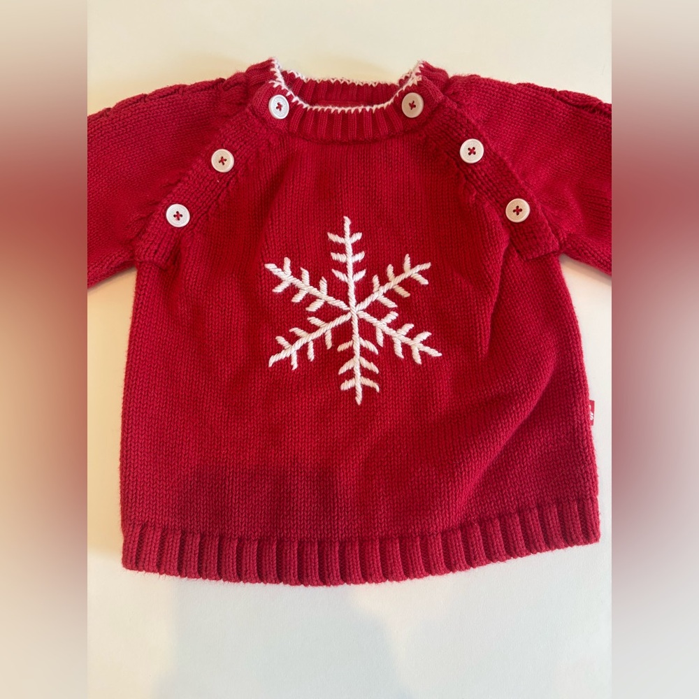 Baby Gap Christmas snowflake sweater 0-3m red and white